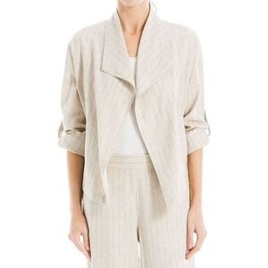 NWT Max Studio XS Linen Cotton Striped Open Front Blazer Jacket Lightweight